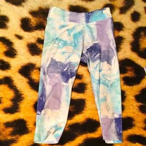Blue, purple, pink granite capris